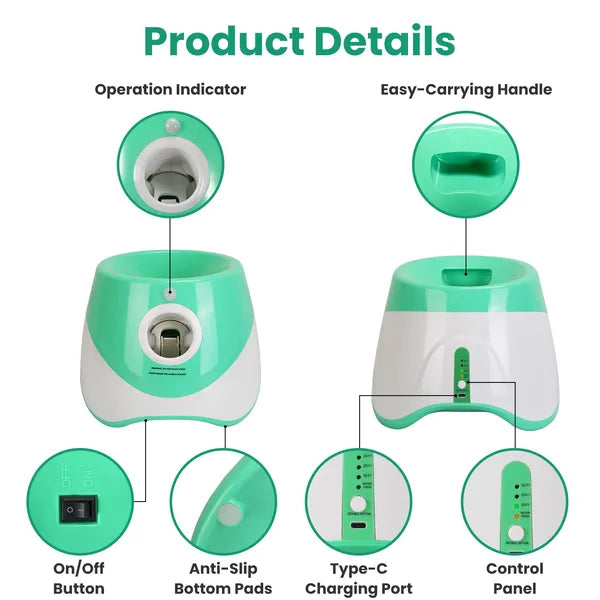 Close-up of automatic fetch machine ball chamber and launch mechanism