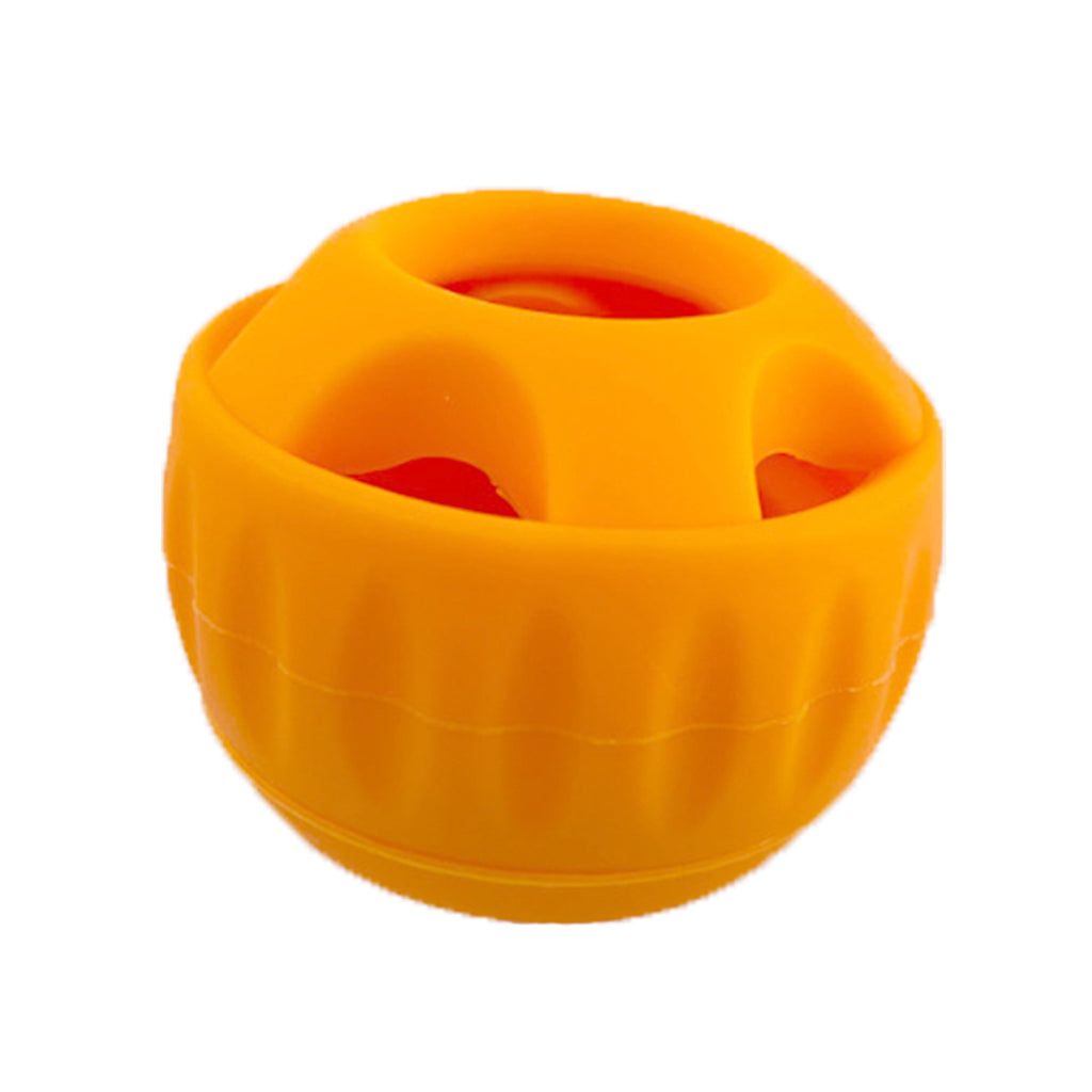Orange silicone slow feeder ball close-up