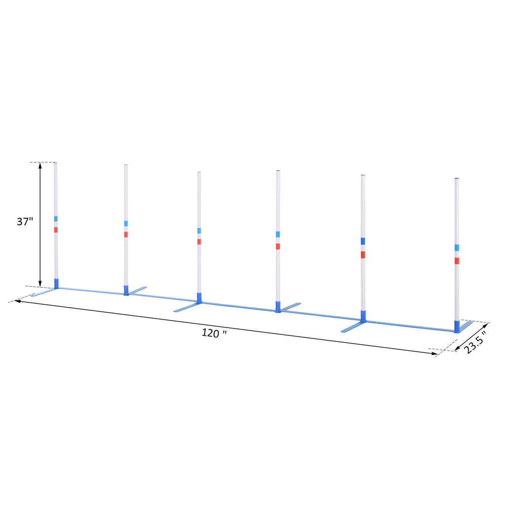White dog agility weave pole set product shot