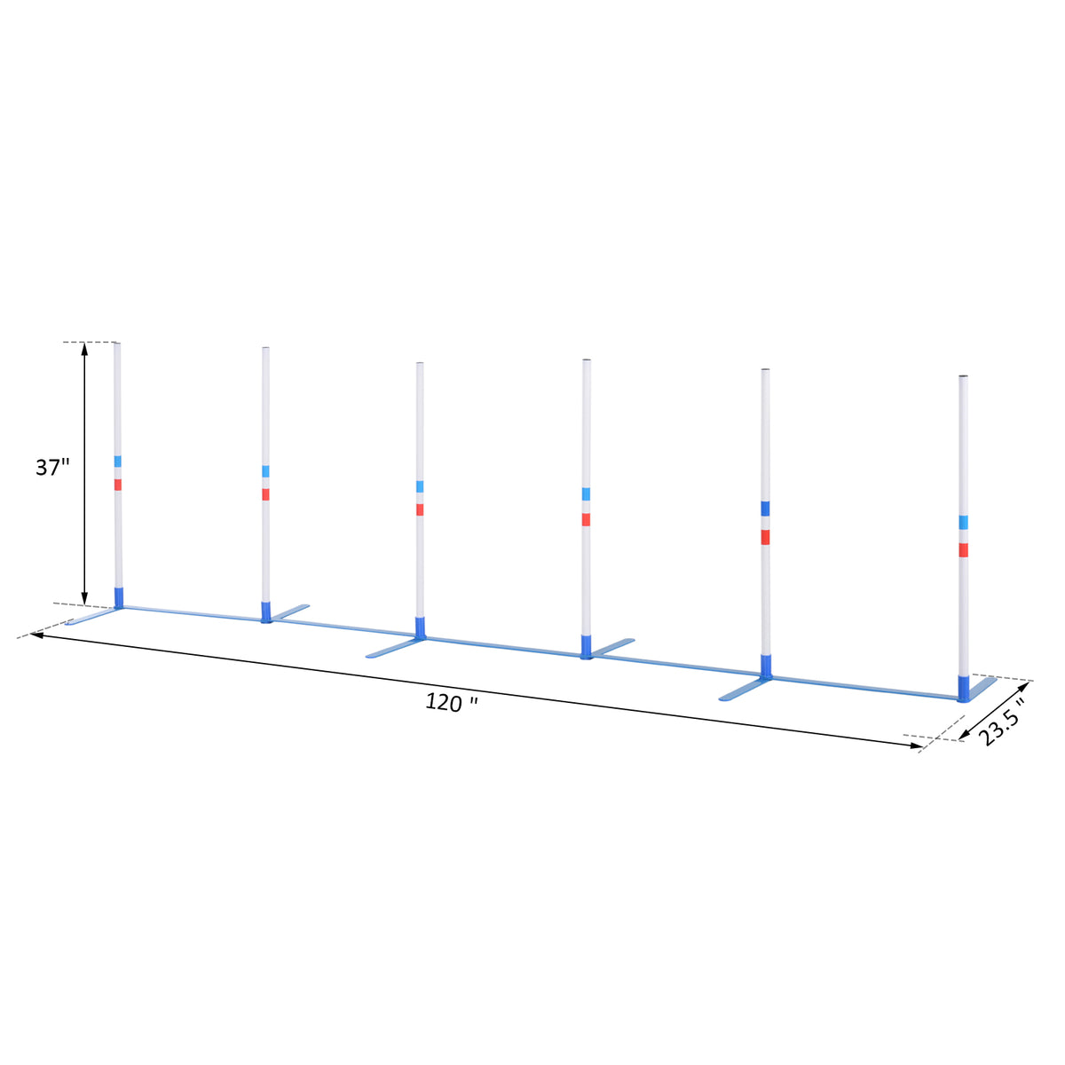 White dog agility weave pole set product shot