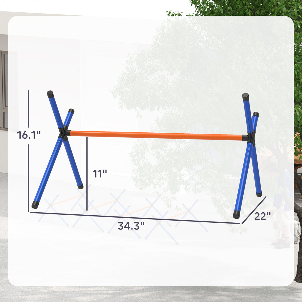 Adjustable dog agility jump bars close-up