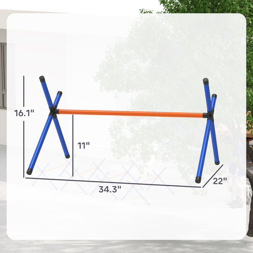 Adjustable dog agility jump bars close-up