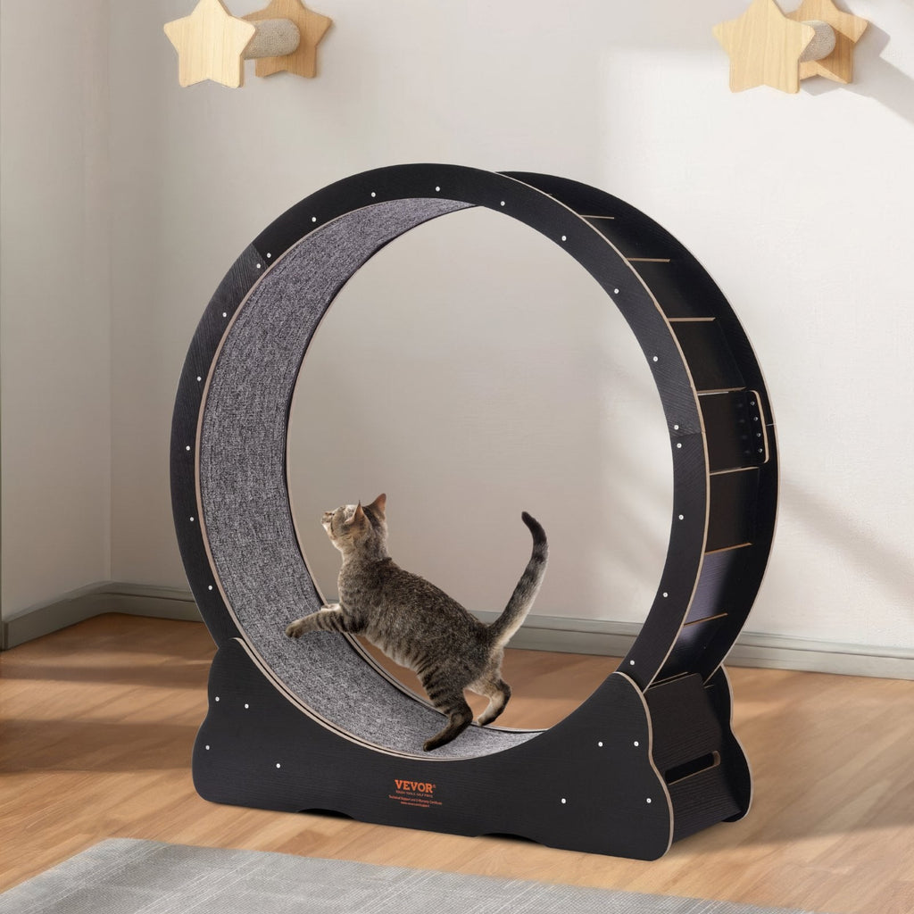 Cat Exercise Wheel 43.3' Large Cat Treadmill Wheel For Indoor Cats Black