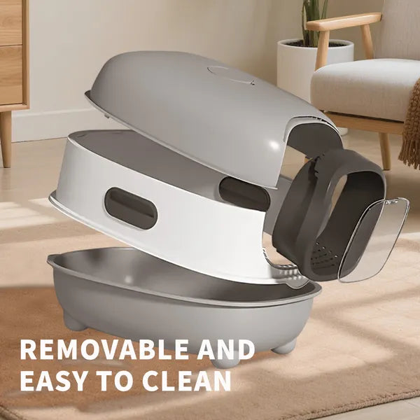 Spacious interior of high-capacity cat litter box for large cats