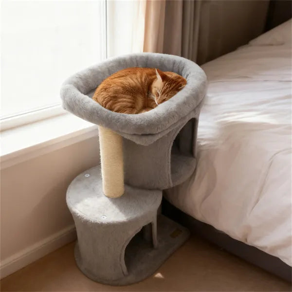 26-inch cat tree with anti-tip design for small spaces