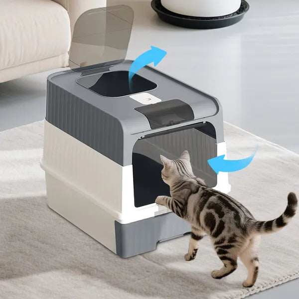 Cube-shaped automatic cat litter box with silent operation design
