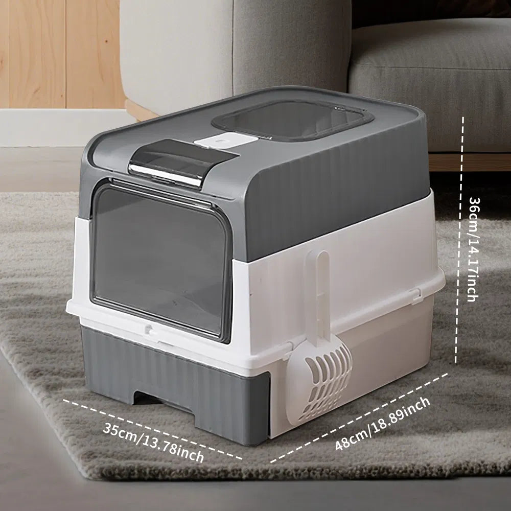 Intelligent automatic cleaning cat litter box, side view
