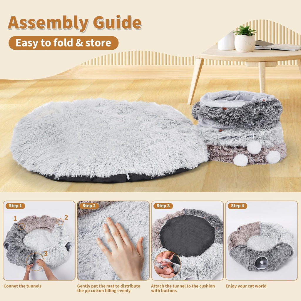 Cat tunnel assembly guide infographic