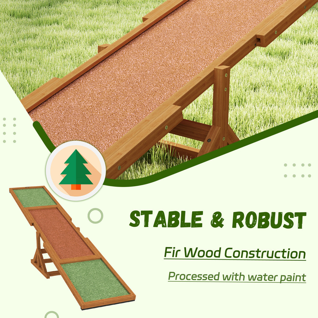 Stable and robust dog agility seesaw infographic with dog