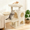 33.5-inch cat tower showing two-tier condo and scratching posts