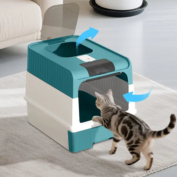 BlueMagic cube litter box showing silent operation design