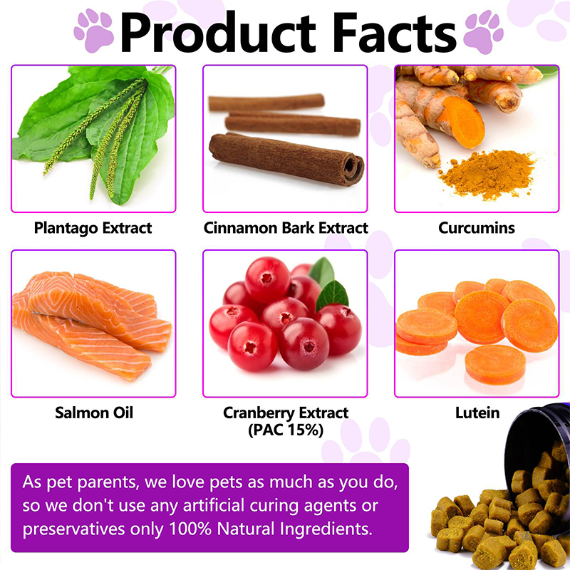 Probiotic soft chews for dogs, packaging and product display