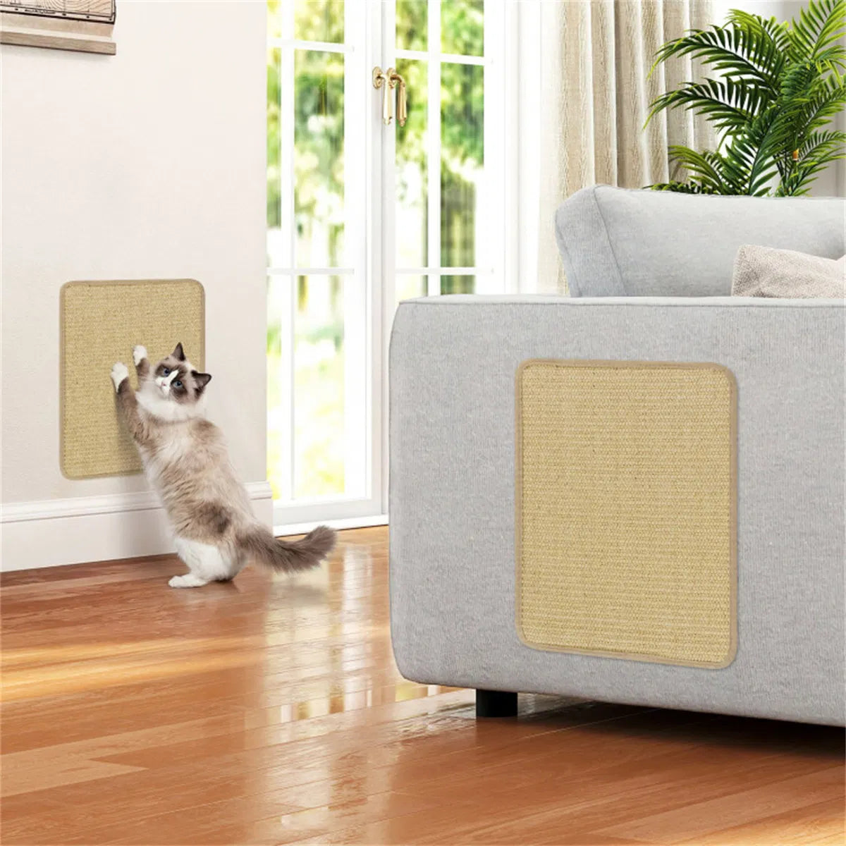 Anti-slip cat scratching pads protecting furniture