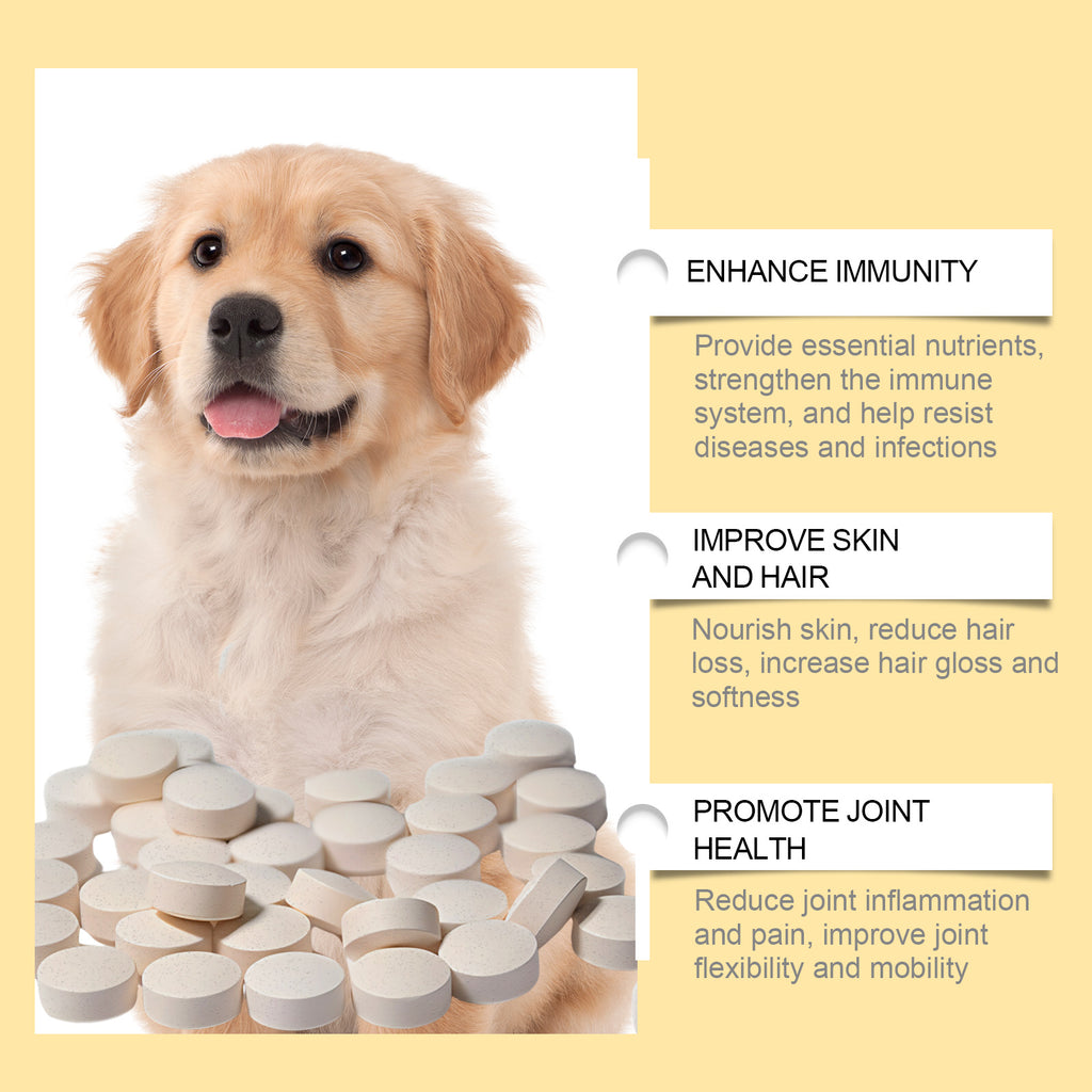 Fish oil chewable tablets for dogs, supplement facts and feeding guide