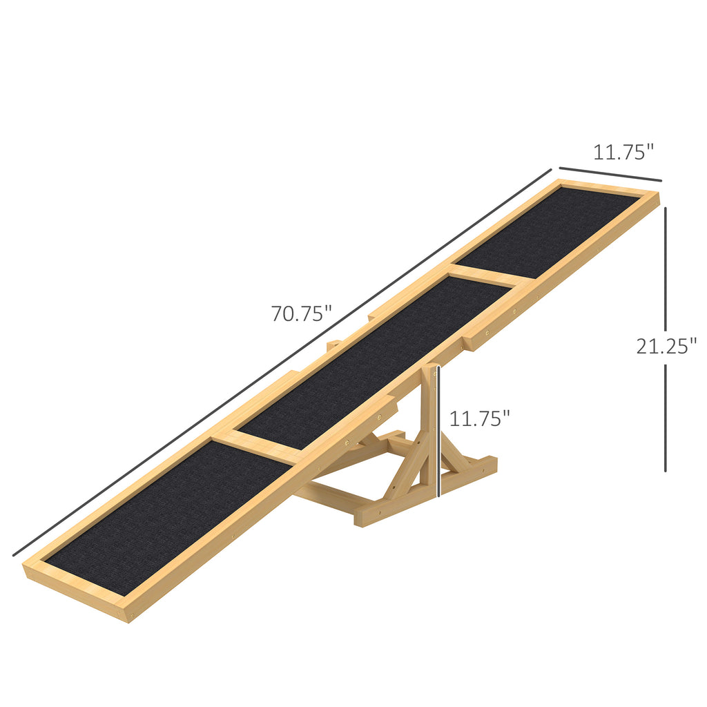 Yellow and black wooden dog agility seesaw product shot