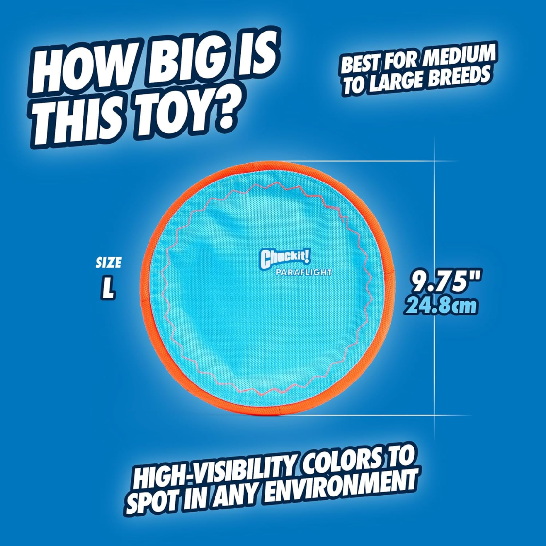Paraflight flying disc size guide infographic