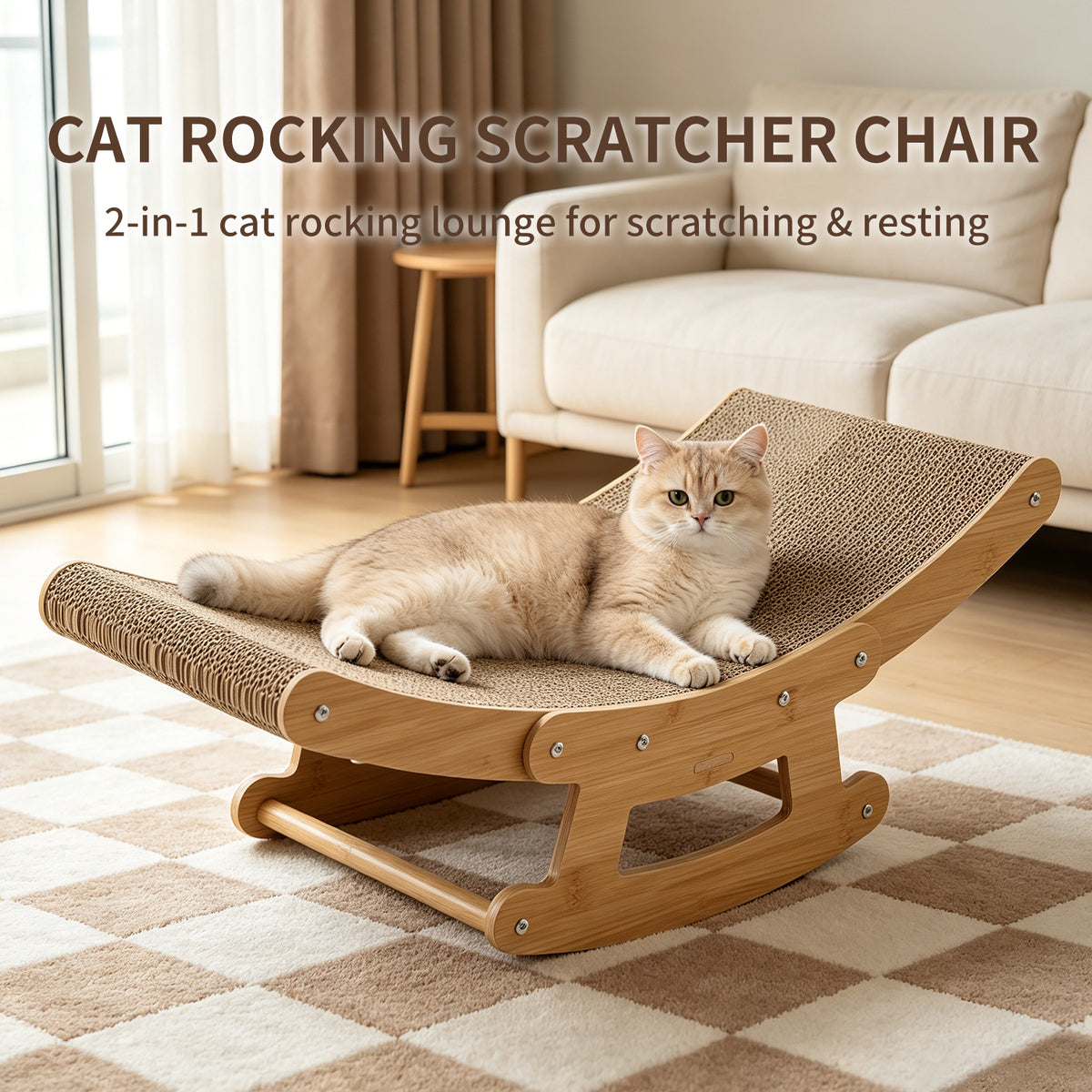 Pet rocking chair for cats and small dogs, front view