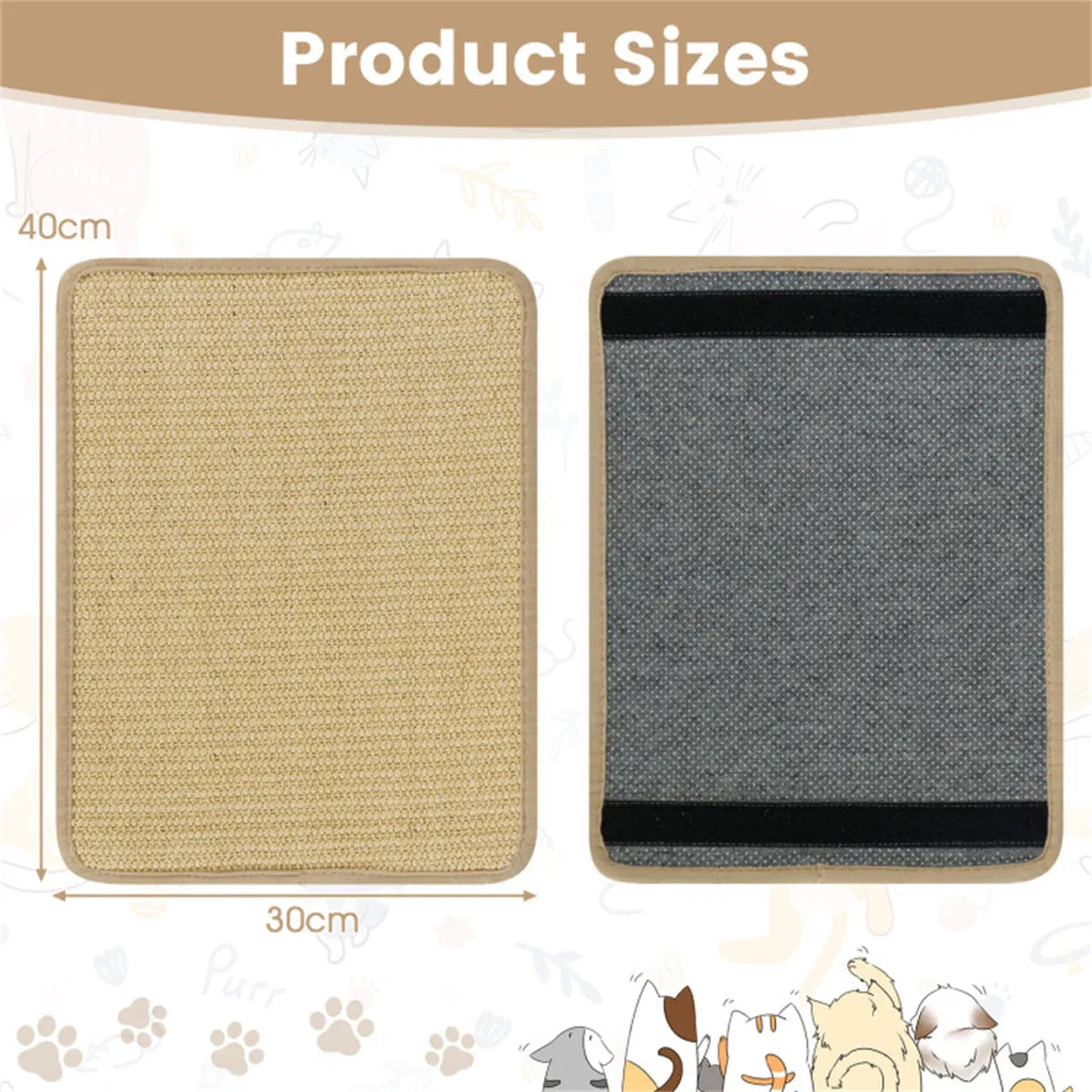 Multifunctional sisal cat scratcher mats – 6 pieces