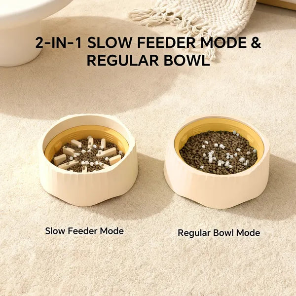 2-in-1 slow feeder mode and regular bowl mode – pink dual-purpose slow feeder bowl with removable maze insert for kibble