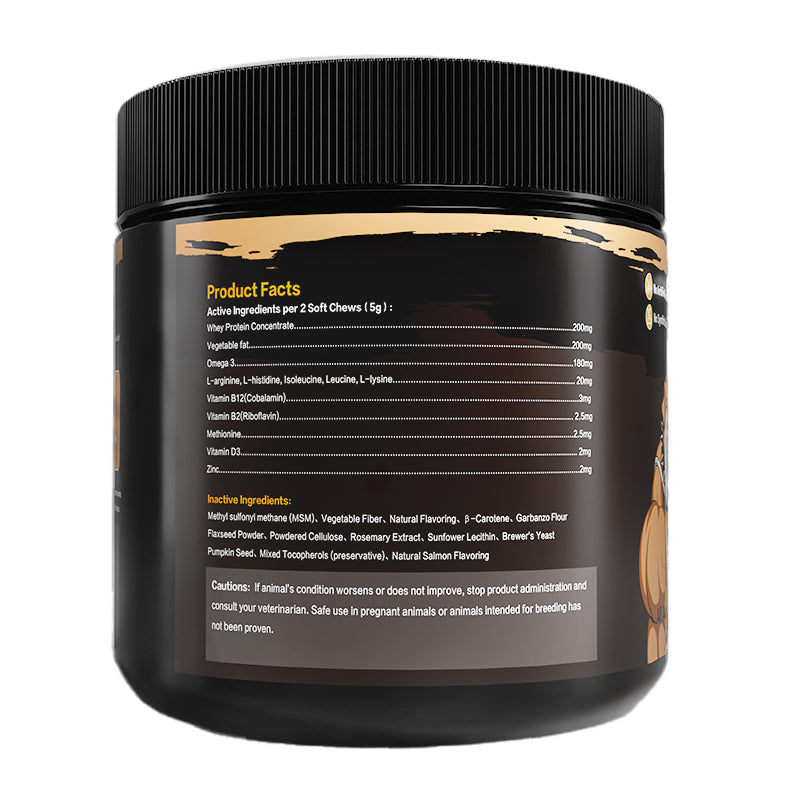 Muscle builder soft chews for dogs, soft chew texture detail