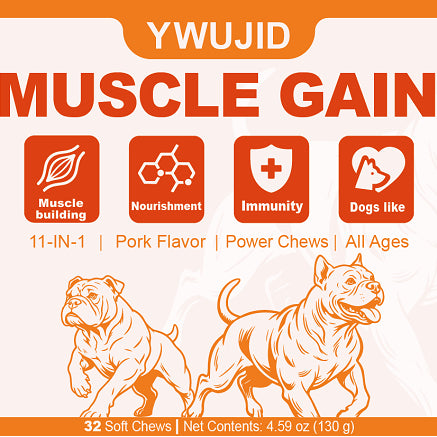 Muscle builder soft chewable tablets for dogs, high-protein chews
