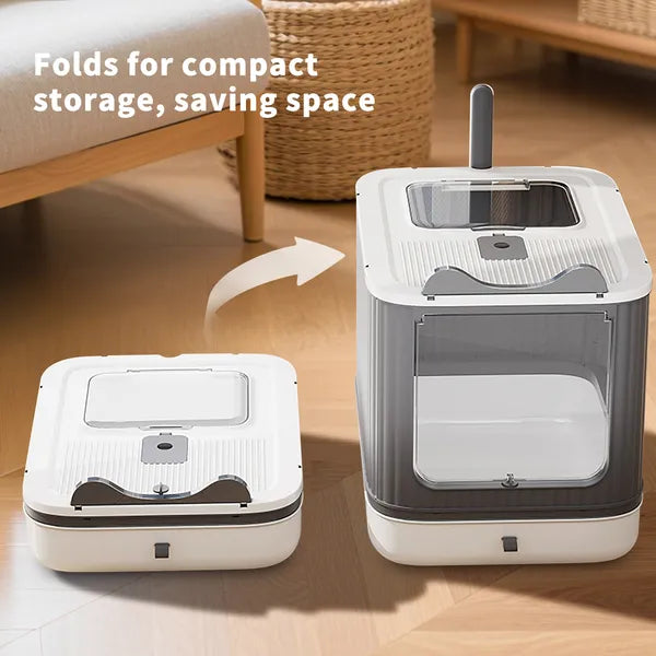 White cat litter box with sturdy durable construction, side view