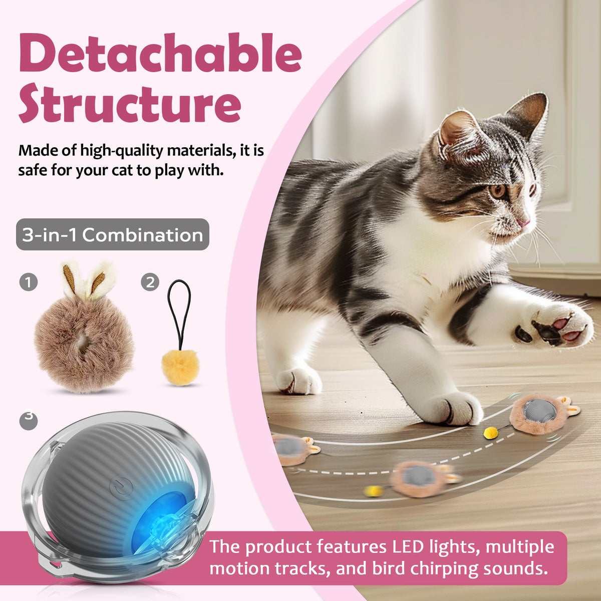 Detachable structure interactive cat ball infographic