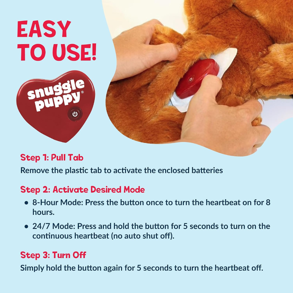 Easy to use heartbeat toy and heat pack infographic