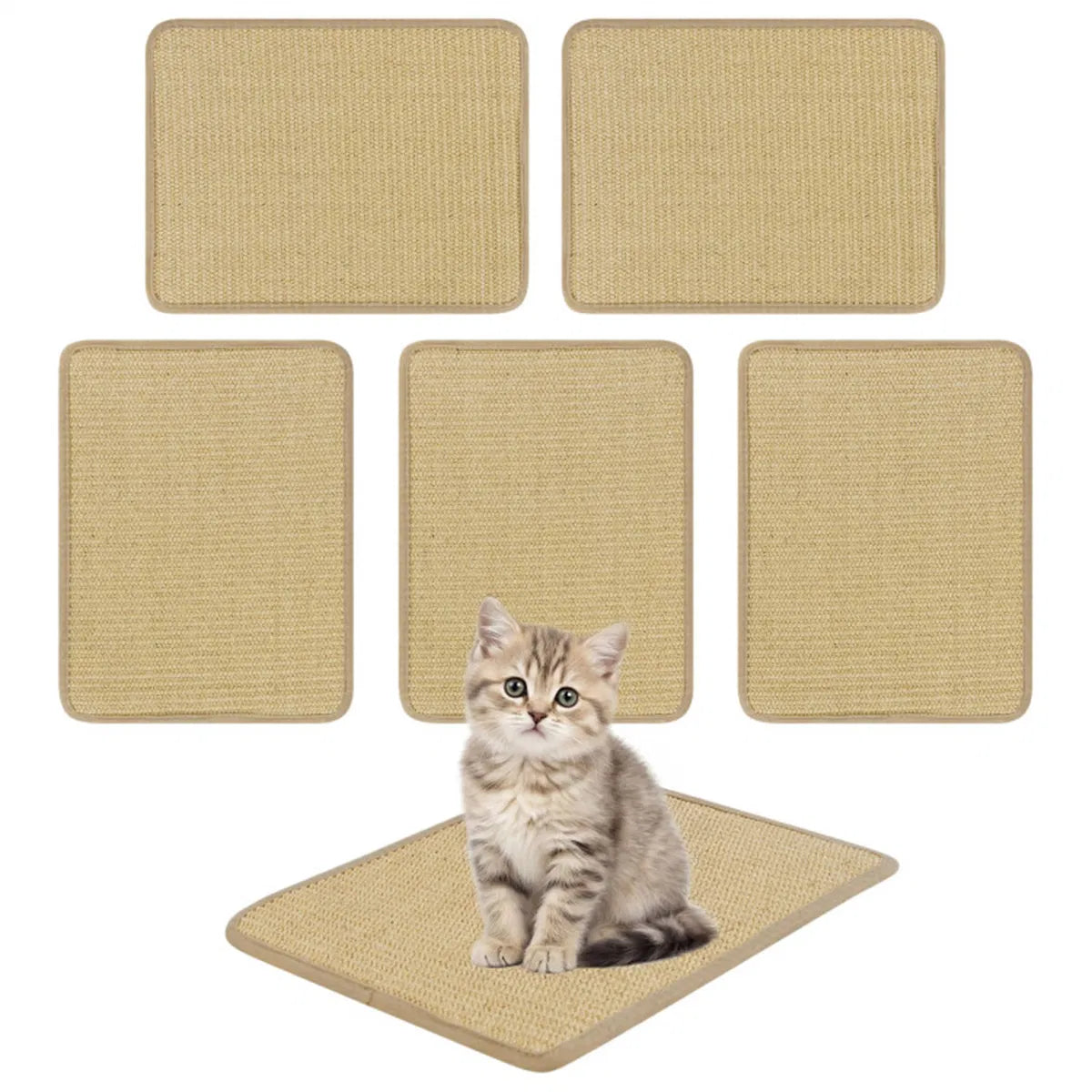 Natural sisal cat scratching mats 6-pack – anti-slip furniture protector