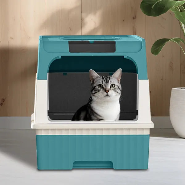 Automatic cat litter box with hands-free cleaning, detail view