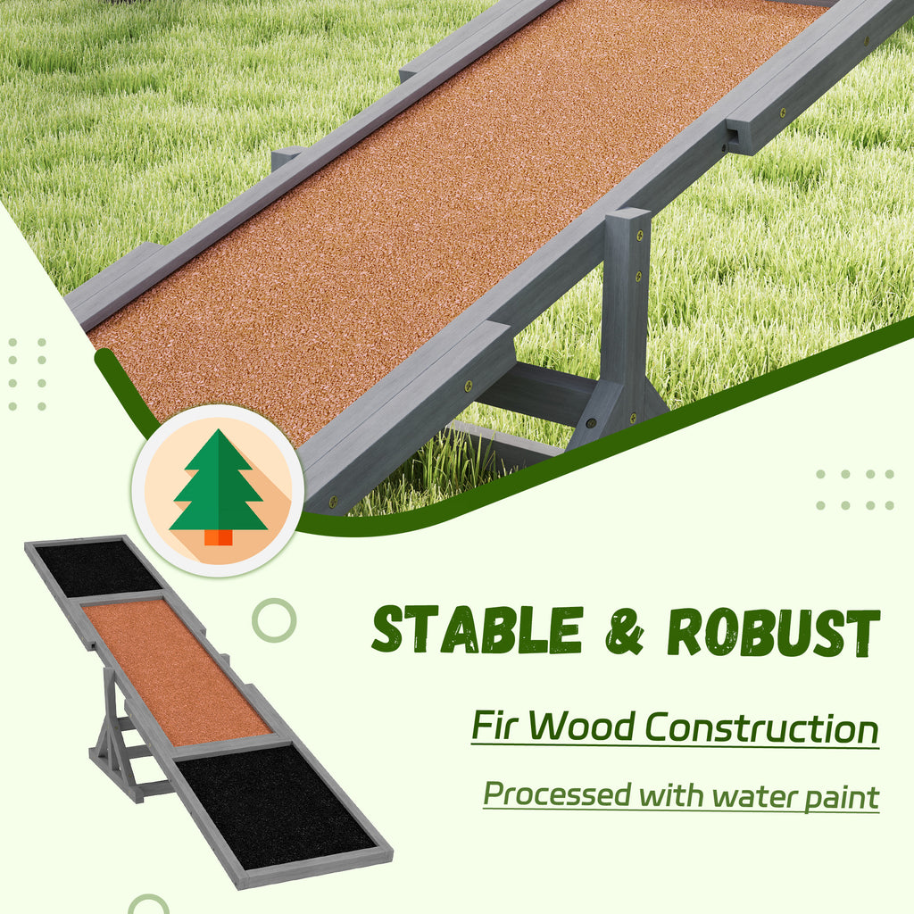 Stable and robust dog agility seesaw infographic with dog