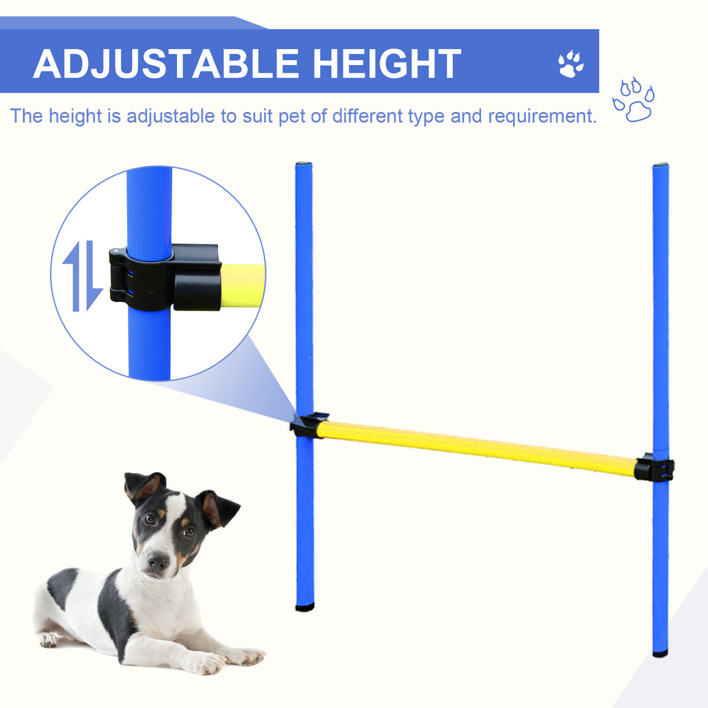 Dog with adjustable agility jump