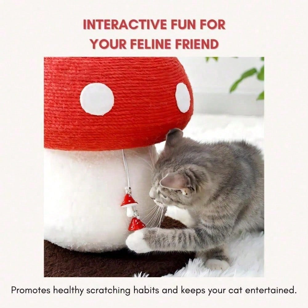 Mushroom cat scratching post with no assembly required, front view