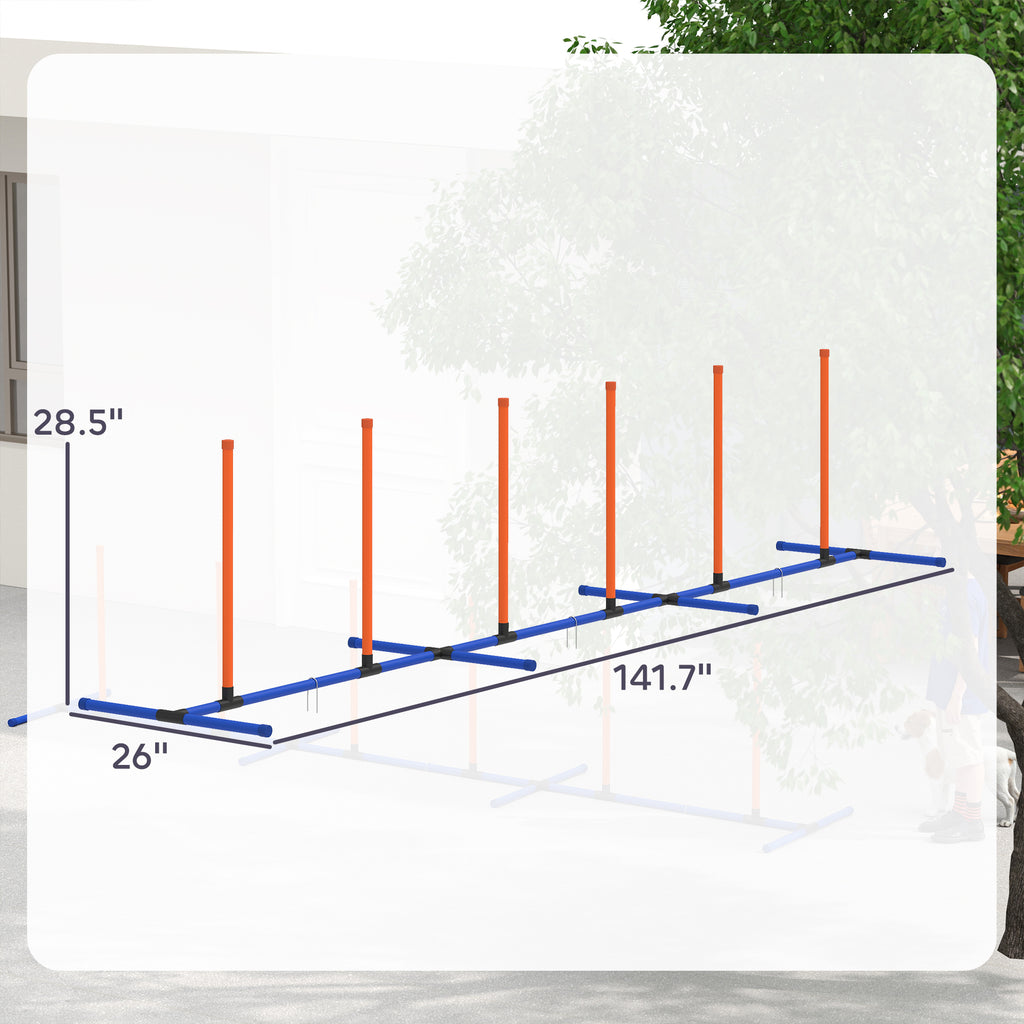 Orange and blue adjustable dog agility poles product shot