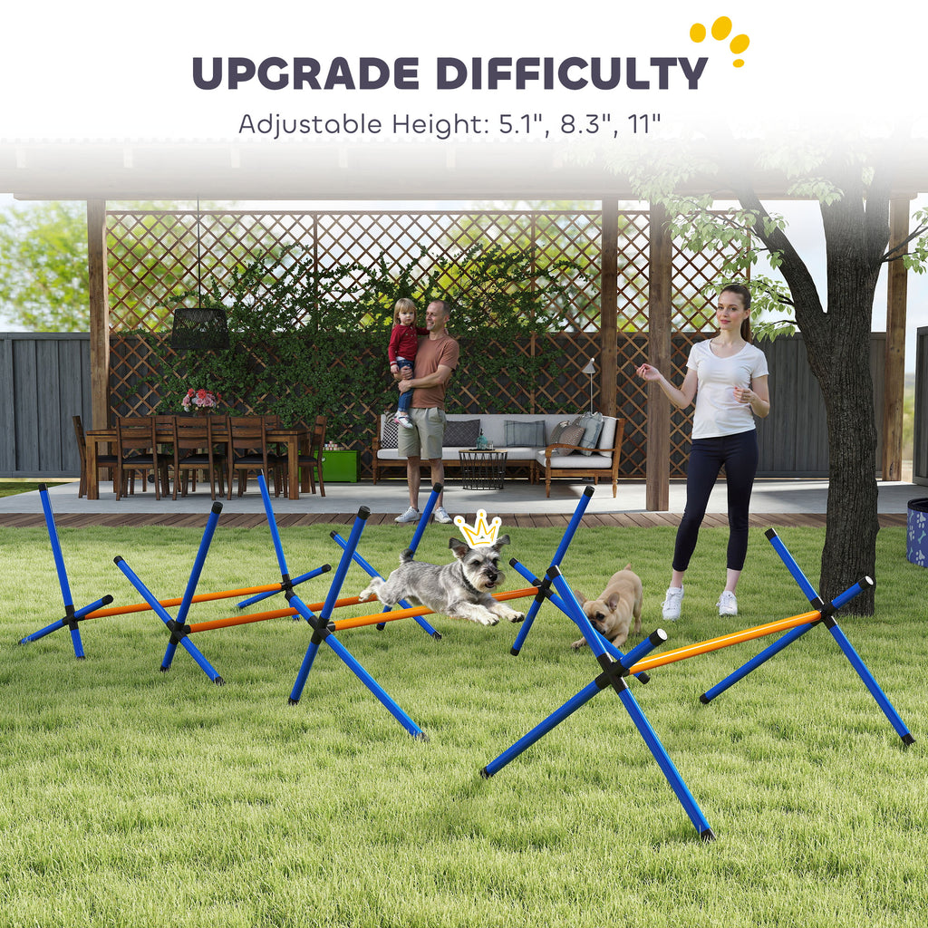 Upgrade difficulty dog agility jump infographic with dog