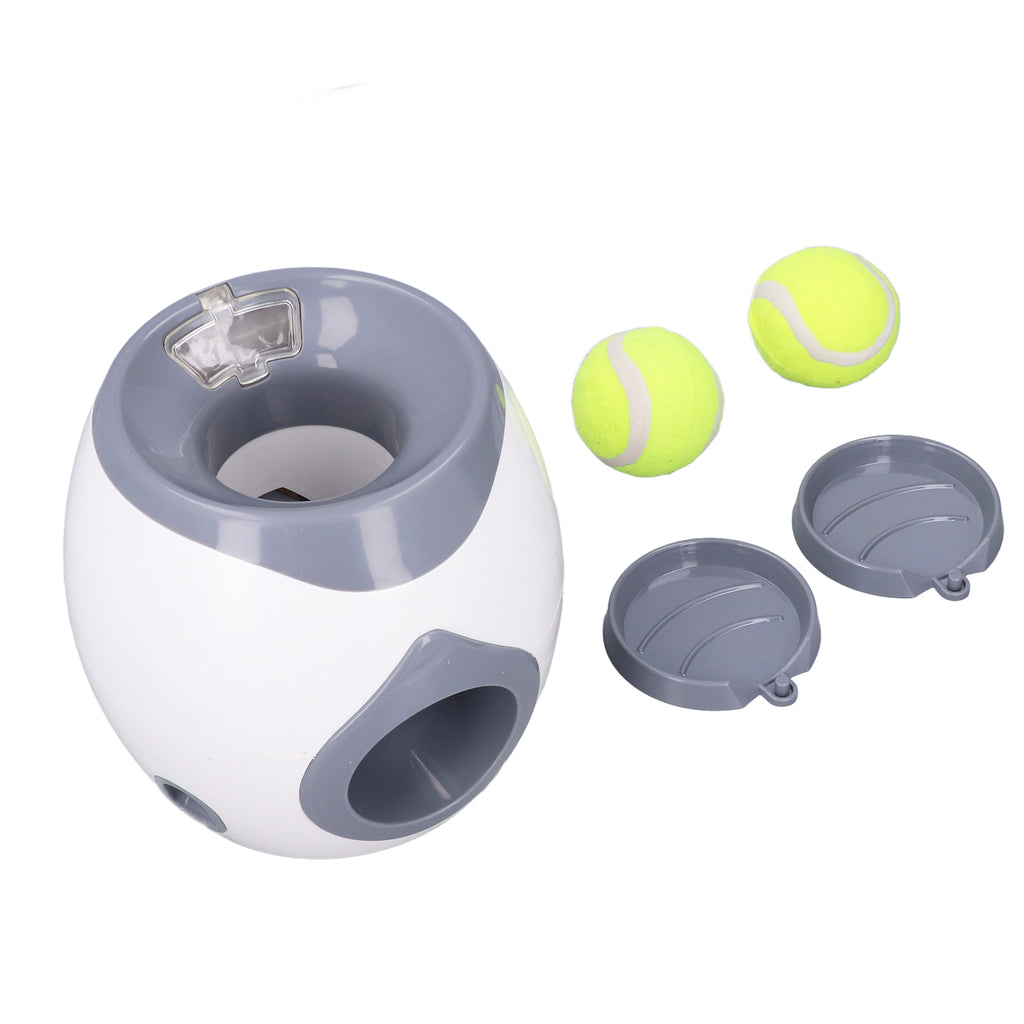 Tennis ball feeding machine with balls, top view