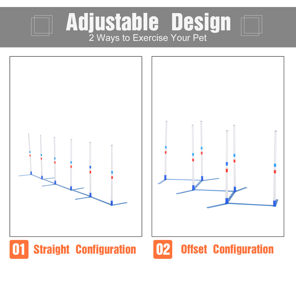Adjustable design dog weave pole infographic