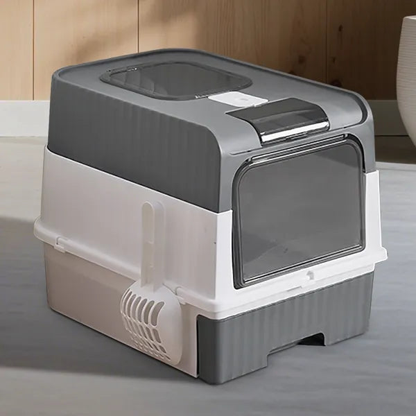 GreyMagic cat litter box for multi-cat households, angled view