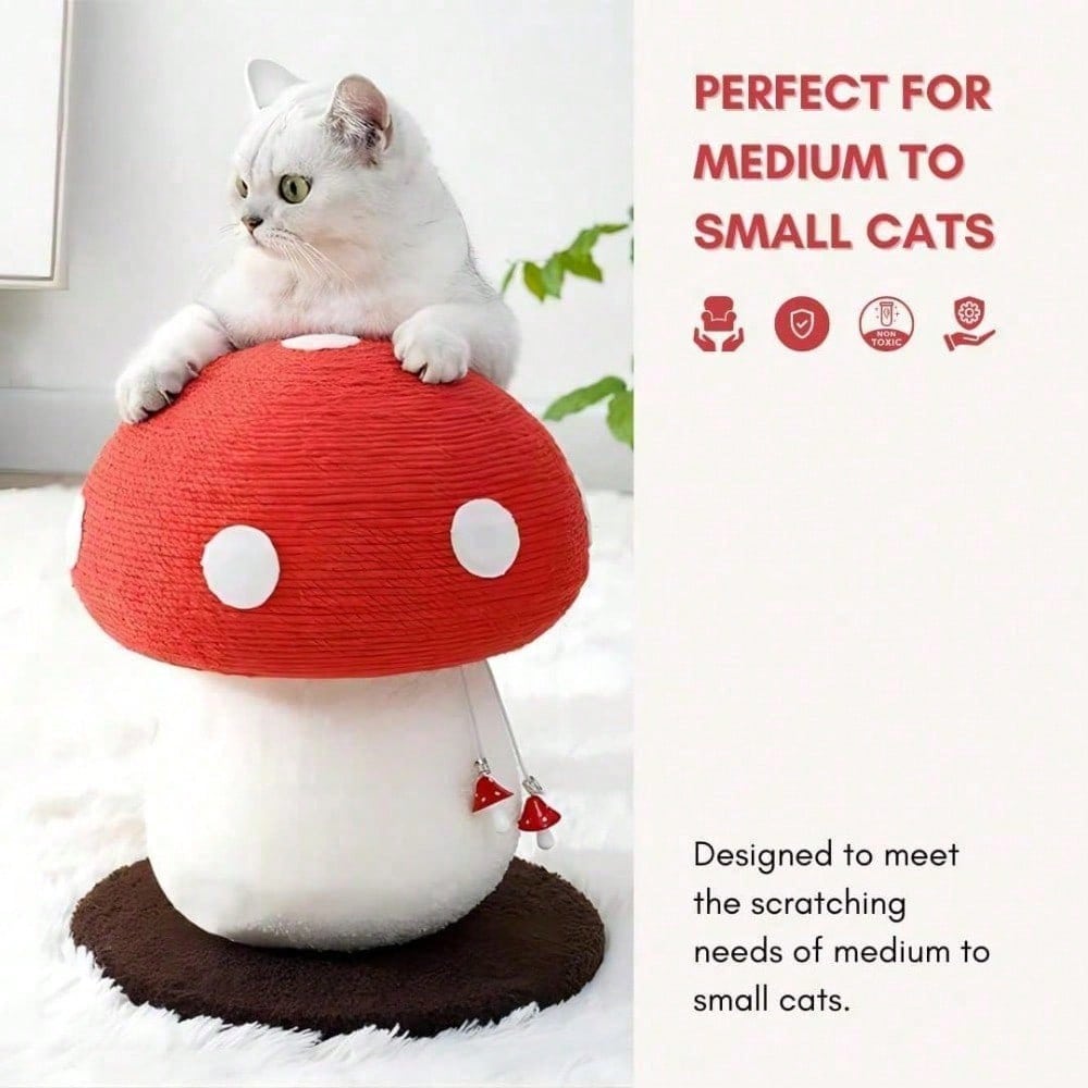 Cute mushroom cat scratcher with red cap for small and medium cats
