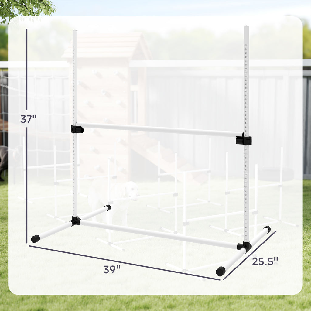 White adjustable dog agility jump bars product shot