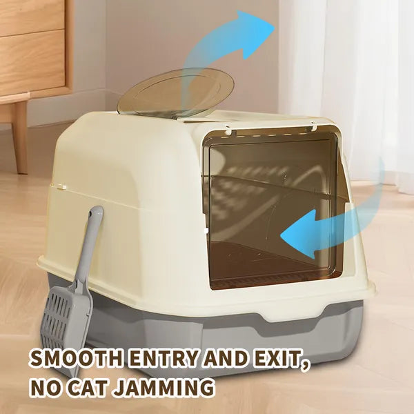 Double door cat litter box, angled view of sleek design