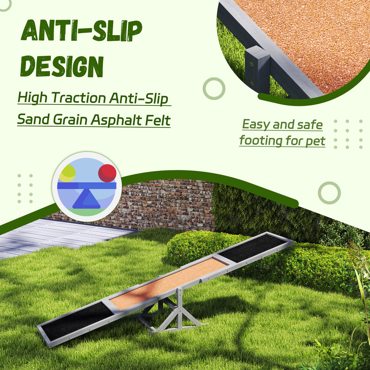 Anti-slip design dog agility seesaw infographic