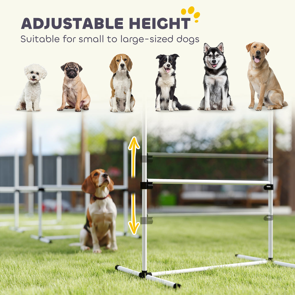 Adjustable height dog agility jumps infographic