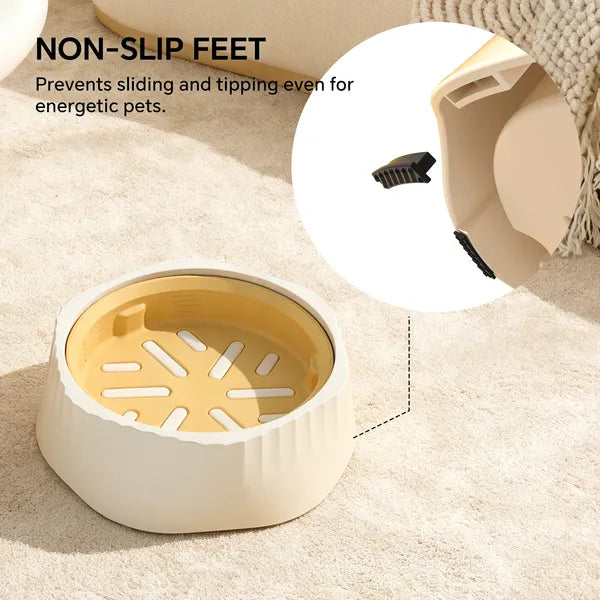 Non-slip feet on pink slow feeder bowl – prevents sliding and tipping even for energetic pets
