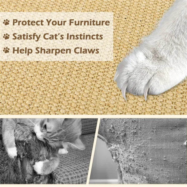 Cat paw on sisal texture – protects furniture, satisfies scratching instincts, helps sharpen claws
