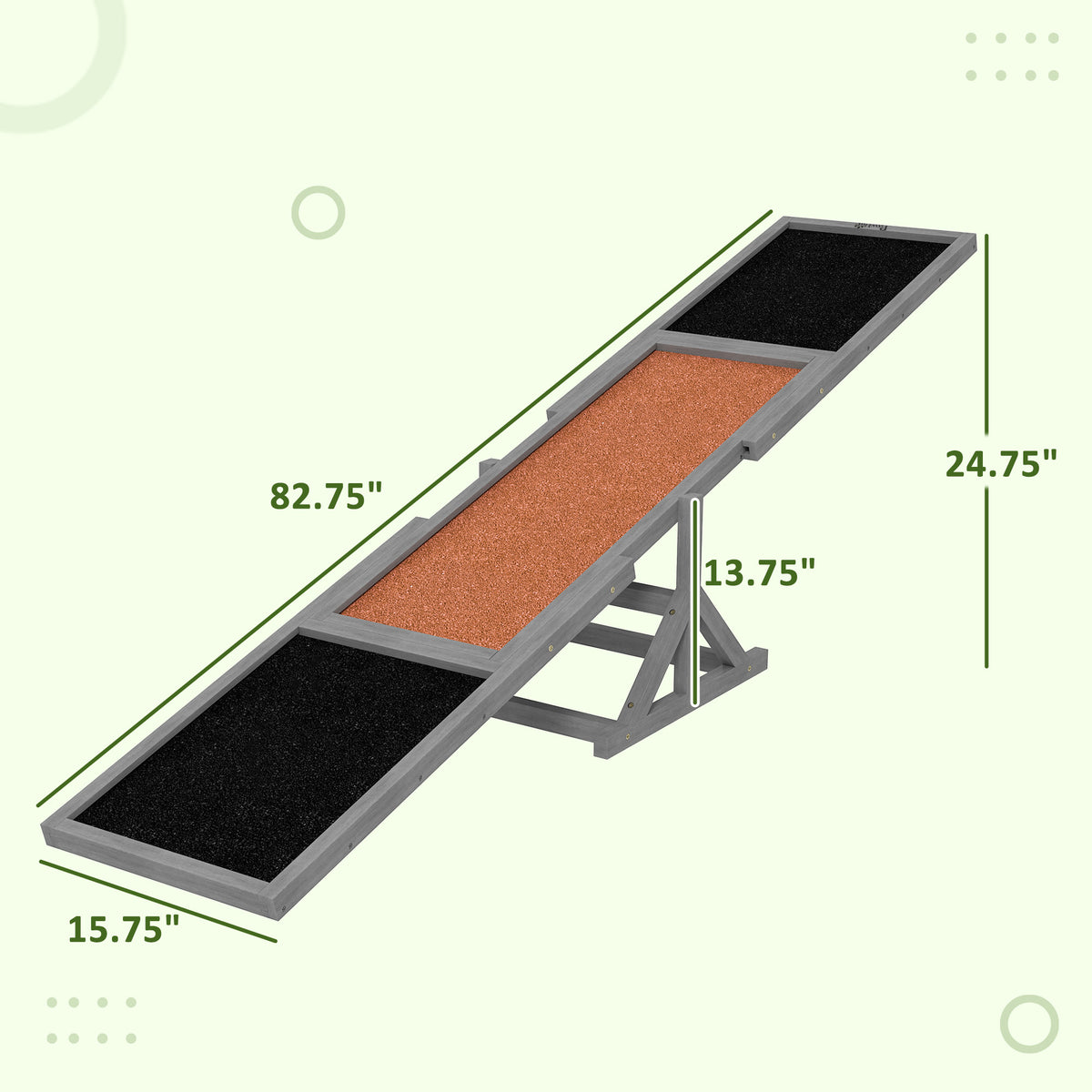 Gray wooden dog agility seesaw product shot