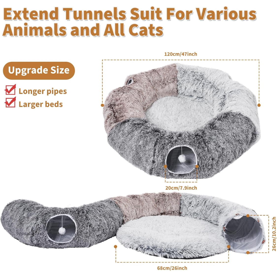 Extend tunnels suit for various cat toys infographic