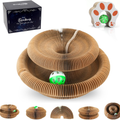Kitty Kurlz accordion cat scratcher in round tower shape with green ball – GooSheep gift box and paw-shaped scratcher