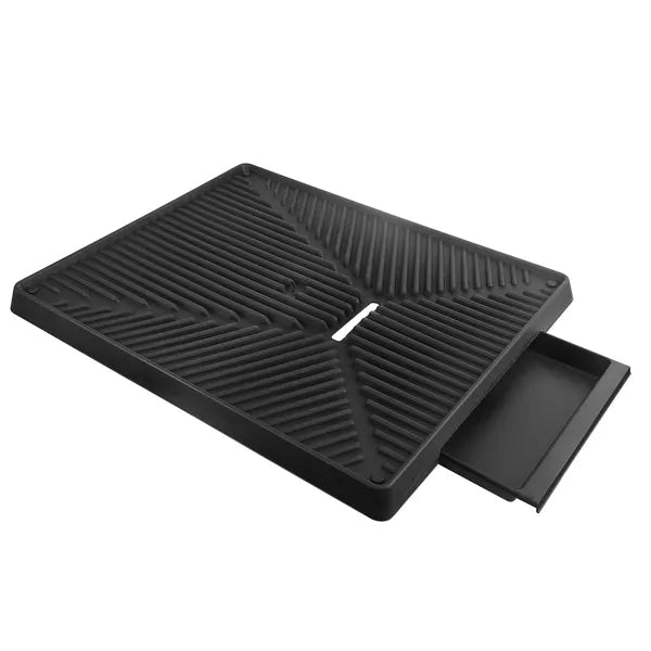 Black grid tray and waste drawer for artificial grass dog potty training pad – 3-layer system