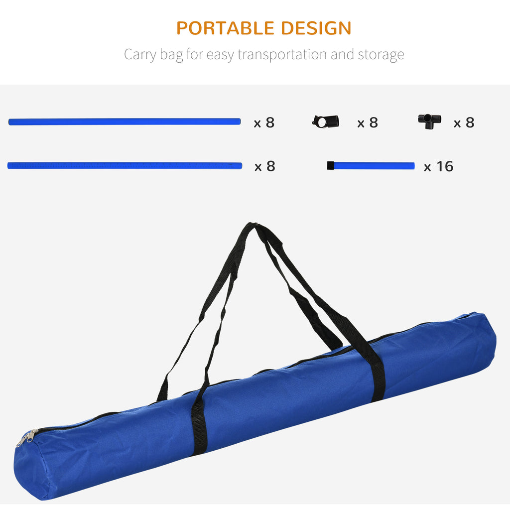 Man with blue agility jump carry bag infographic